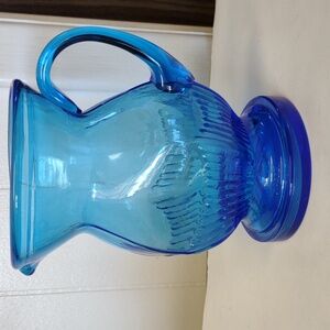 Colonial blue glass vintage pitcher